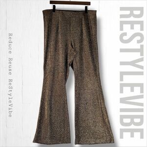 TORRID Women Size 2 2X 18/20 Pants Gold Sparkle Shimmer High Rise Flare Stretch